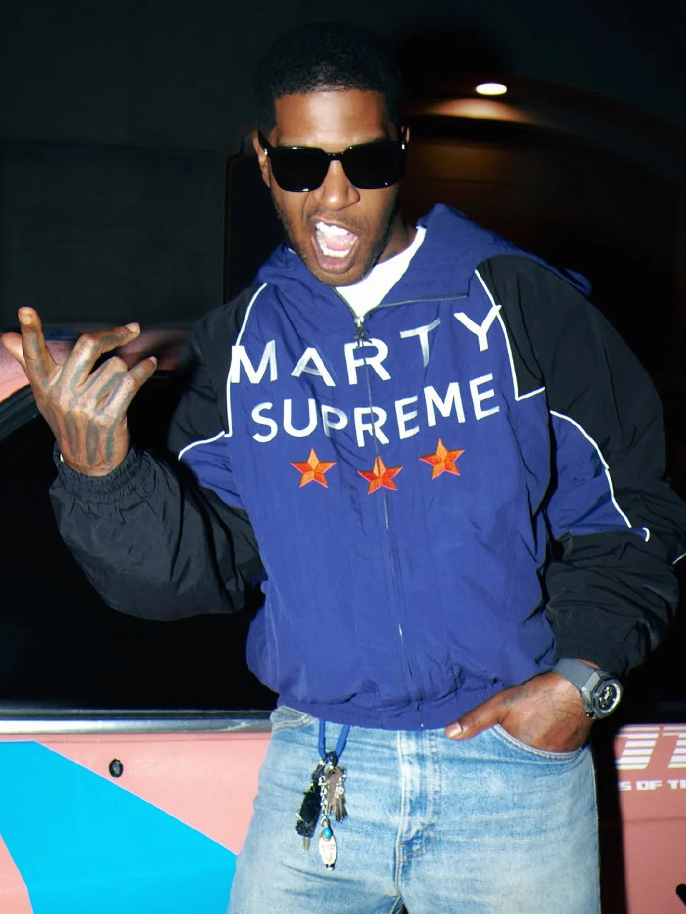 Kid Cudi в куртке Marty Supreme (@a24)